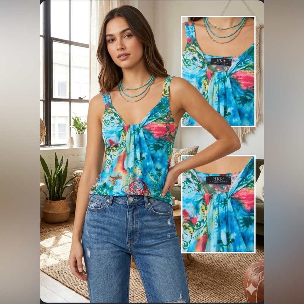 HKR collections | Beautiful Tank with gathered faux front